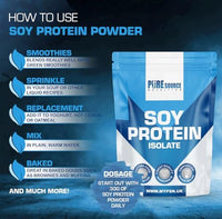 Pure Source Nutrition Soy Protein Isolate Powder (90% Protein) 250g Vanilla SOYA Protein Vegan Powder for Superfood Supergreens Dairy Free Plant Based Protein (250g, Vanilla)