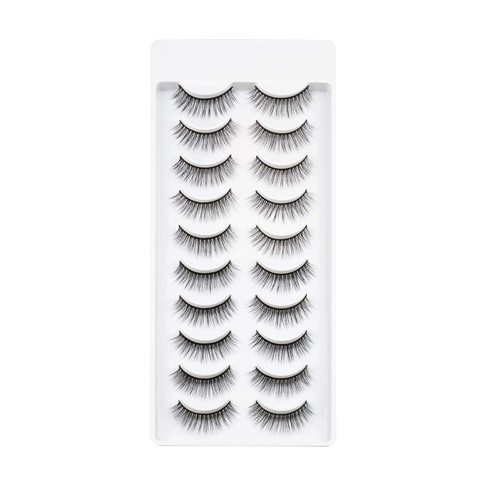 EMEDA False Eyelashes Natural Look 3D Short and Soft Fake Eyelashes Faux m ink Lashes Fluffy And Wispy Eye Lashes 10 Pairs 100% Handmade Fake Lashes 1 Pack (SP25)