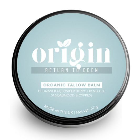 Origin - Organic Beef Tallow Skin Care. Whipped cream balm for adults and baby. Barrier skin food for dry skin eczema rosacea menopausal. (Cedarwood, Juniper, Fir needle, Sandalwood)