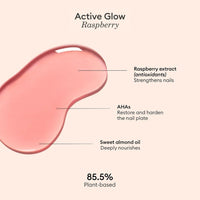 Manucurist Active Glow™ Raspberry Colour-Care Hybrid Nail Polish - Vegan & Made in France Ultra-Glowy 2 in 1 Nail Concealer & Care Pink - Nails Care