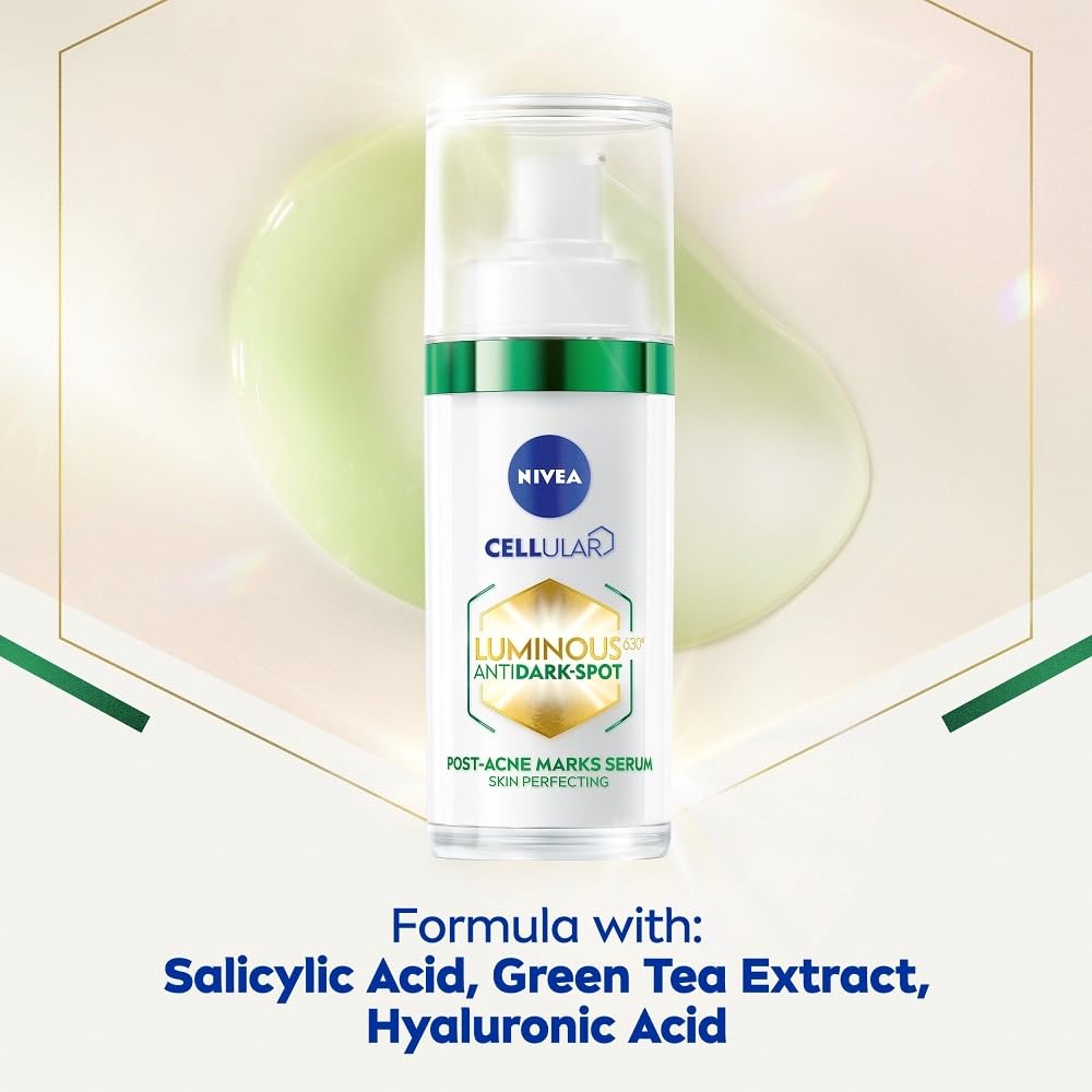 NIVEA Luminous 630 Post-Acne Dark Marks Serum (30ml), Facial Serum Visibly Reduces Post-Acne Dark Marks, Face Serum for Smooth, Refined, Glowing Skin