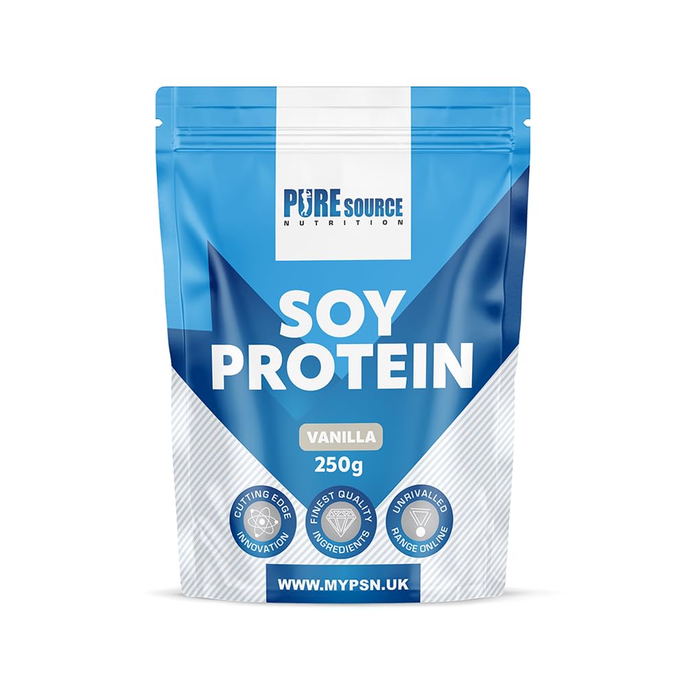Pure Source Nutrition Soy Protein Isolate Powder (90% Protein) 250g Vanilla SOYA Protein Vegan Powder for Superfood Supergreens Dairy Free Plant Based Protein (250g, Vanilla)