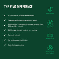 Vivo life - Supergreens, Vegan Superfood with Vitamins, Minerals, Live Cultures, Fruits & Greens, 30 Servings - 240g (Blueberry & Lucuma)