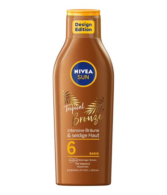 NIVEA Nivea Sun Tropical Bronze Sun Lotion SPF 6, Sun Protection for Long-Lasting Tan without Self-Tanning, Sun Cream with Carotene Extract and Vitamin E, 200 ml
