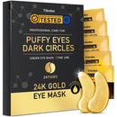 24K Gold Under Eye Patches, 24 Pairs Gel Eye Pads Skincare, Collagen Hyaluronic Acid Eye Pads, Against Dark Circles, Self Care Mask For Eye Bags, Puffy Eyes, Wrinkle Removal, Dermatologically Tested