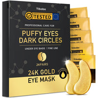 24K Gold Under Eye Patches, 24 Pairs Gel Eye Pads Skincare, Collagen Hyaluronic Acid Eye Pads, Against Dark Circles, Self Care Mask For Eye Bags, Puffy Eyes, Wrinkle Removal, Dermatologically Tested