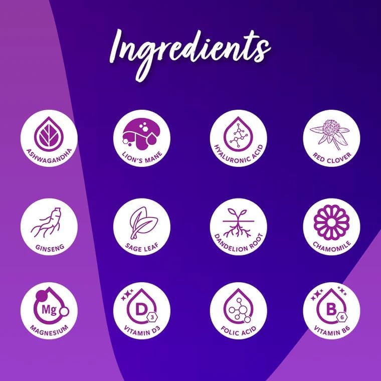 Kollo Menopause Supplements Liquid, Essential Vitamins and Minerals Vitamin D3 B9 B6 Menopause Relief for Energy, Balance, and Vitality-Pack of 42