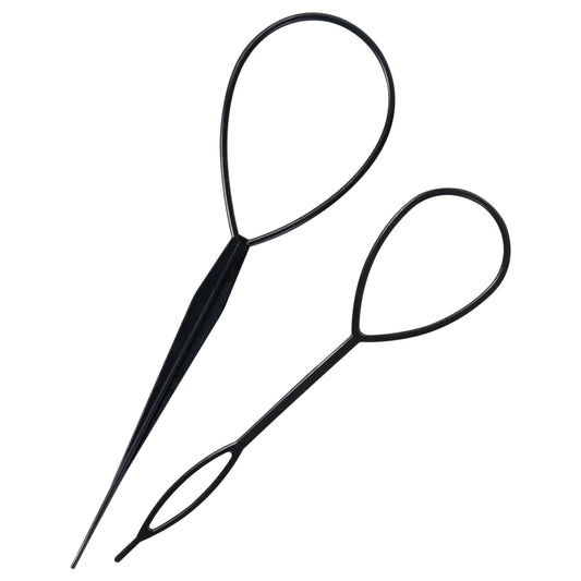sularpek Sularpek Tail Hair Tool, 2 pcs Durable Hair Looping Tool, Tail French Braid Loop Tool, Fashion Hair Braiding Tool for Making Women and Girls Hair Style (Black)