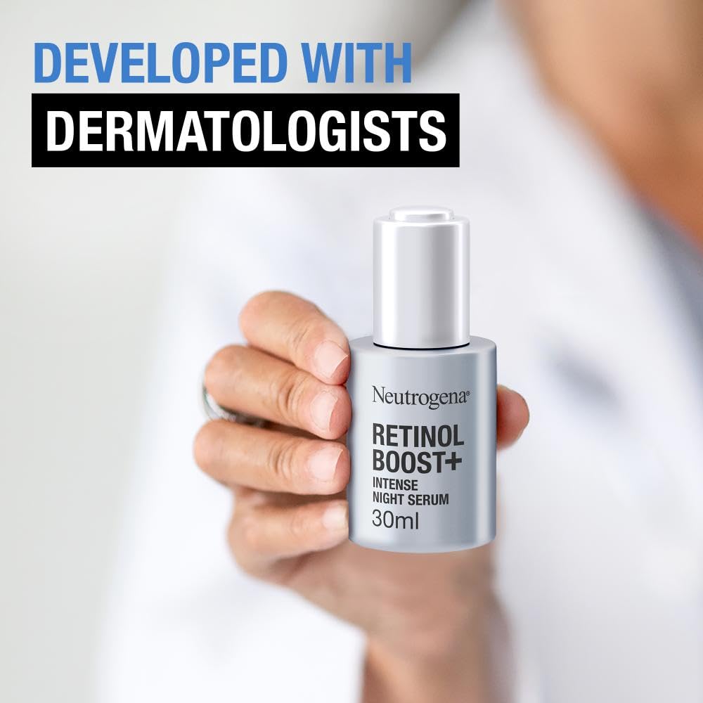 Neutrogena Retinol Boost+ Intense Night Serum (1 x 30ml), Unscented Retinol Serum For Face, Reduces Look of Deep Wrinkles, For Firmer, Younger-Looking Skin