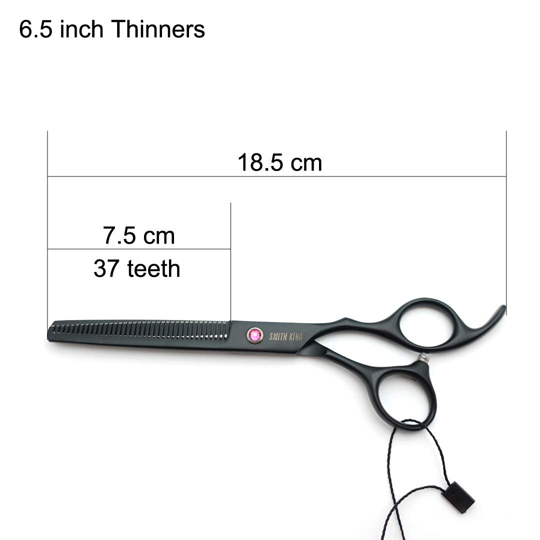 Smith King 7.0 inch Hair Scissors Set with Razor Combs in 1 Set (Black)