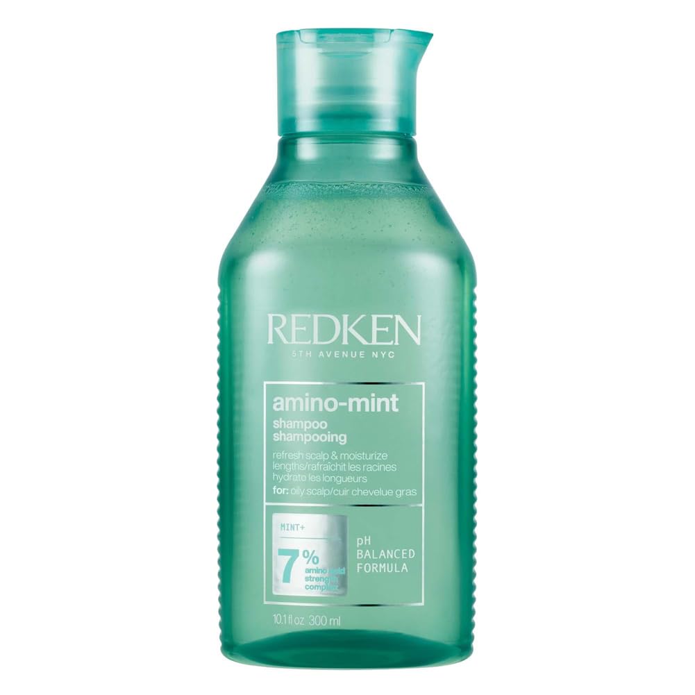 Redken Amino Mint Scalp Relief Shampoo For Oily Scalps, Purifying Cleanser Formulated With Amino Acids To Soothe The Scalp And Nourish Dry Lengths, 300ml
