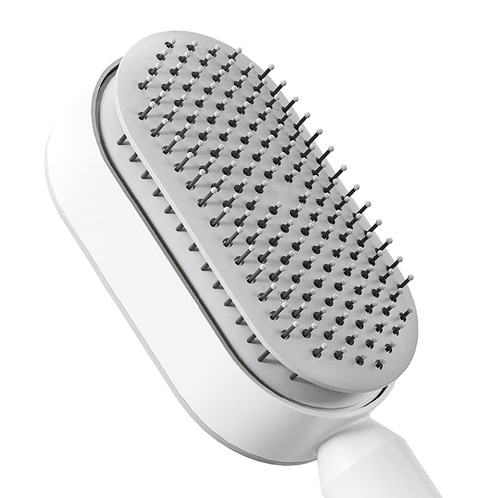 Lam-lord Self Cleaning Hair Brush for Women, Detangling Hair Brush Soft Hairbrush Anti Static Air Cushion Massage Hair Comb for Women Long Short Wavy Straight Hair(White)