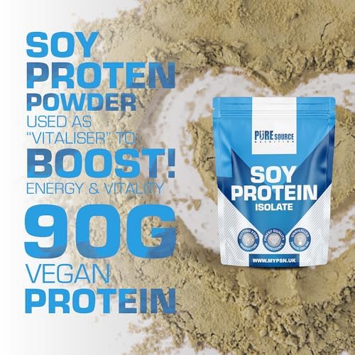 Pure Source Nutrition Soy Protein Isolate Powder (90% Protein) 250g Vanilla SOYA Protein Vegan Powder for Superfood Supergreens Dairy Free Plant Based Protein (250g, Vanilla)