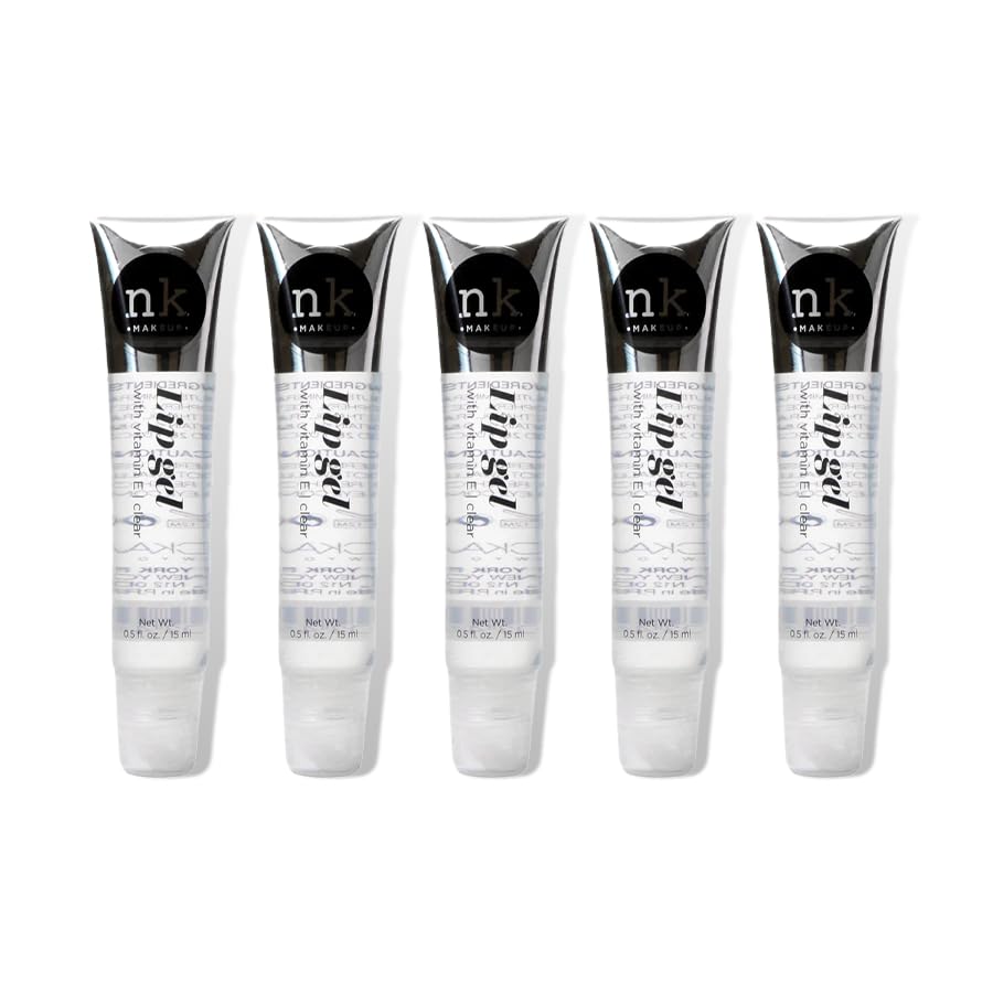 Nicka K NK lip gloss gel 15ml Vitamin E, Shiny, Nourishes, Lip gel (Clear, Pack Of 5)