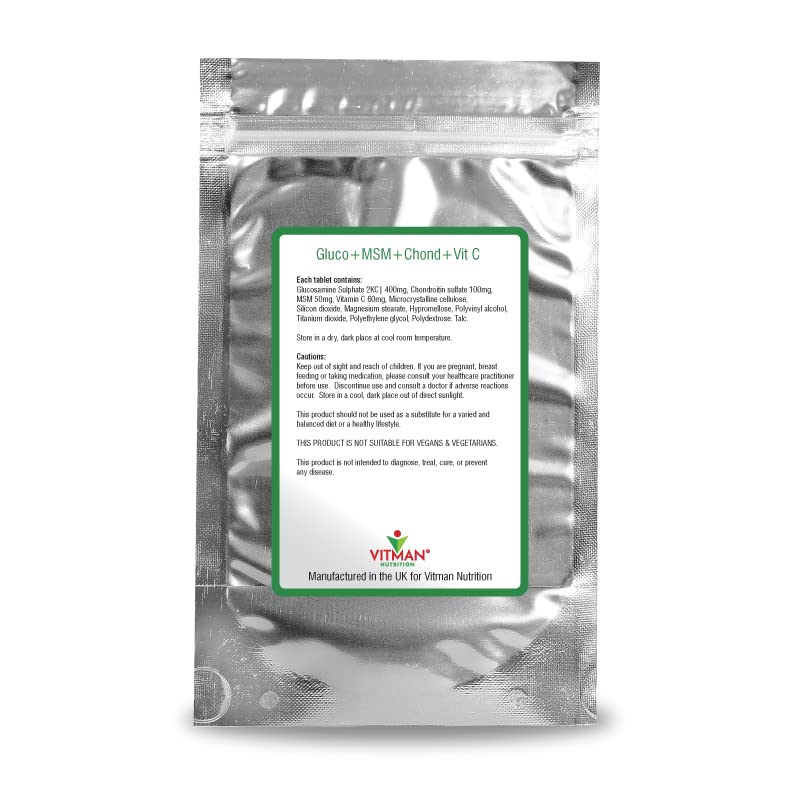 Glucosamine & Chondroitin - with MSM & Vitamin C - Joint Anti inflammatory Tablets - 180 Bone Care Pills Glucosamine Chondroitin MSM Complex Pain Relief Tablets (180)