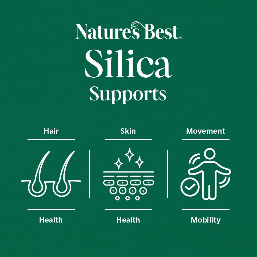 NATURE'S BEST Nature's Best Silica 200mg - High Strength Naturally Sourced Silica Supplement - UK Made - 90 Vegan Capsules (3 Months' Supply)