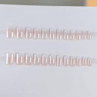NLFOX 24PCS Ombre Press on Nails - Short Square False Nails with Glue - Nude Stick on nails for Women - Gradient Fake Nails 12 Sizes - Full Cover Glue on nails Long Lasting for DIY Manicure at Home