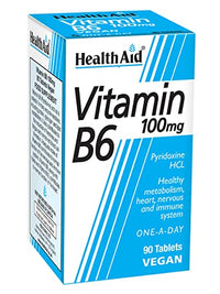 HealthAid Vitamin B6 (Pyridoxine HCl) 100mg - 90 Tablets