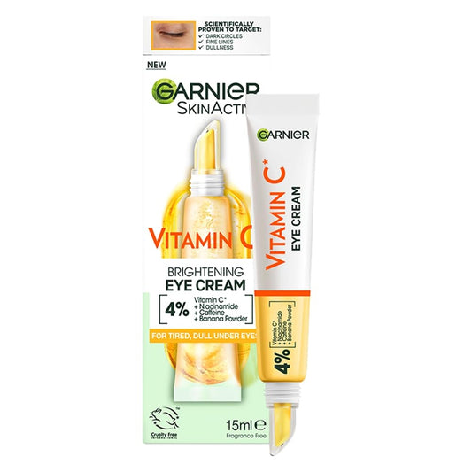 Garnier Eye Cream, With 4% Vitamin C, Brightening Eye Treatment For Dark Circles, Prevents Under Eye Bags And Puffiness, Vitamin C*, 15ml