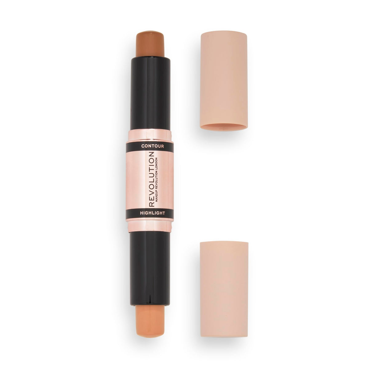 Revolution Beauty London Makeup Revolution Contour Stick Duo Cream Contour & Highlight, Defines Cheekbones & Sculpts the Face, Vegan & Cruelty-Free, Dark, 2.4g