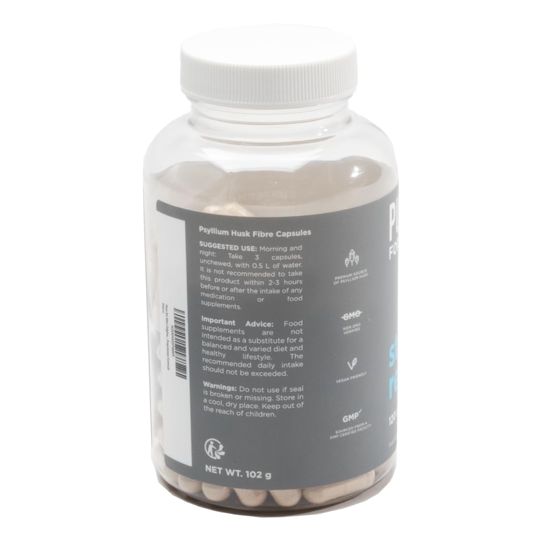 Pure for Men Original Cleanliness Stay Ready Fiber Supplement, 120 Vegan Capsules, Helps Promote Digestive Regularity. Psyllium Husk, Chia Seeds, Oat Fibre, Proprietary Formula