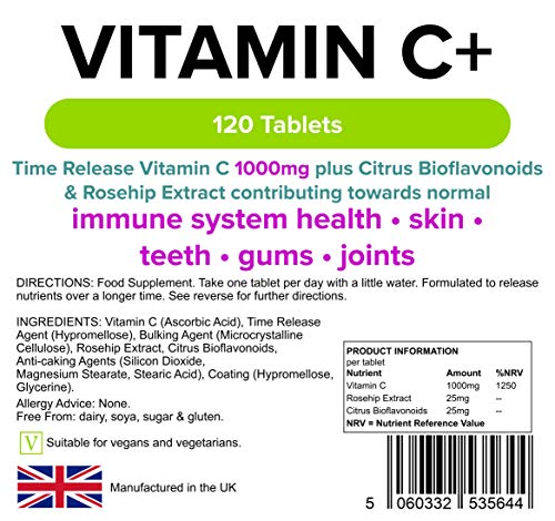 Lindens Vitamin C 1000mg 3-Pack 360 Tablets w/Rosehip Bioflavonoids Supplement