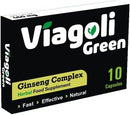 Viagoli Green Ginseng Capsules 10 Count | 100% Natural Herbal Complex with 20% Ginsenosides | Daily Energy, Vitality & Wellness Support | Extra Strength Supplement for Men