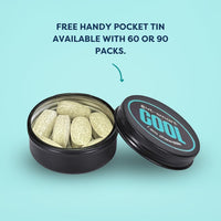 Gut - Smart Gut–Smart COOL, 60 x Chewable Tablets, Heartburn Relief, Antacid, Natural Supplements for Healthy Digestion, Contains Slippery Elm, Marshmallow Root, Calcium and Biotin, POCKET TIN Included