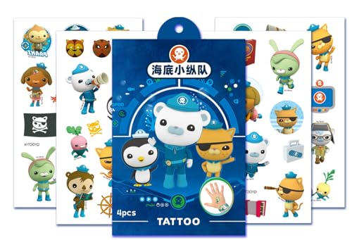 FRESHOER Temporary Tattoos,4 Sheets 100+ Patterns Anime Tattoo Stickers Waterproof Removable, Birthday Party Bag Filler