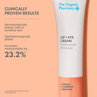 The Organic Pharmacy Lip + Eye Cream, 10ml - Multi-purpose, Moisturises, With Fennel, Eyebright, Beeswax, Ophthalmologically tested, Organic 13%, Natural 92.6%
