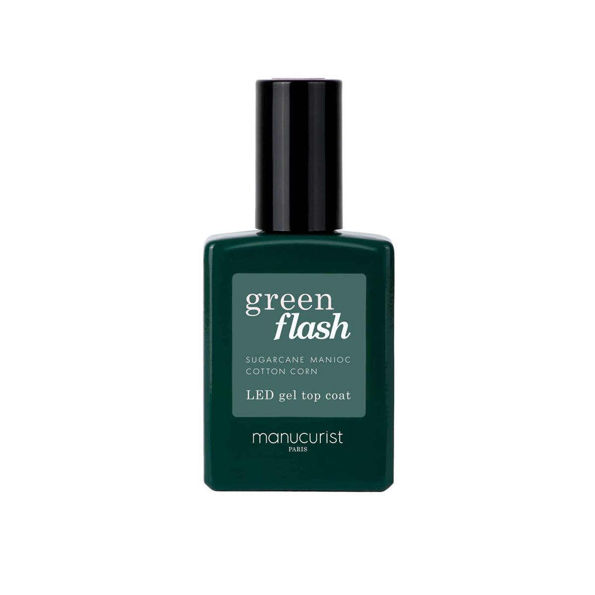 Manucurist Green Flash Top Coat - Vegan Gel Nail Polish Top Coat - 12-Free - Up to 84% Bio-Sourced Ingredients - Made in France - 0.5 fl oz Bottle