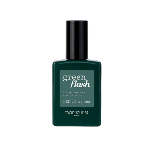 Manucurist Green Flash Top Coat - Vegan Gel Nail Polish Top Coat - 12-Free - Up to 84% Bio-Sourced Ingredients - Made in France - 0.5 fl oz Bottle