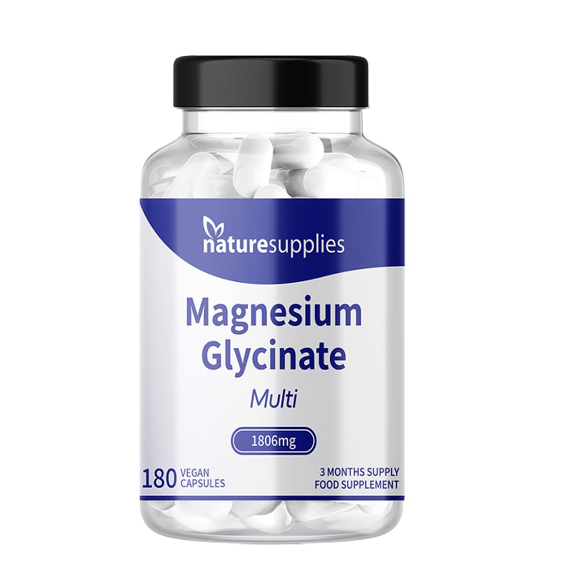naturesupplies Magnesium Glycinate Supplements 180 Capsules 1806mg - High Absorption 4 Magnesium Powders in One Capsule, Citrate, Malate, Ascorbate & Glycinate - Naturesupplies…
