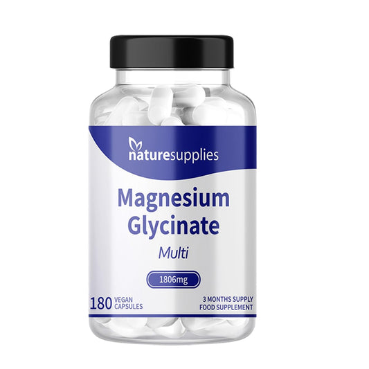 naturesupplies Magnesium Glycinate Supplements 180 Capsules 1806mg - High Absorption 4 Magnesium Powders in One Capsule, Citrate, Malate, Ascorbate & Glycinate - Naturesupplies…