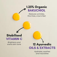 Karmic Skin Anti Ageing Face Serum: Bakuchiol + Vitamin C | Wrinkles, Dark Spots, Hyperpigmentation Night Treatment | Best Natural Retinol | Hydrating Collagen Boosting Facial Oil | Dark Spot Remover