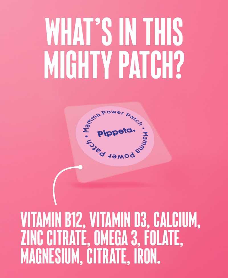 Pippeta Mamma Power Patch - Multivitamin Patch for Pregnancy, Postpartum & Breastfeeding - 24-Hour Nutrient Release - 80-90% Absorption - Waterproof, 100% Natural Latex Free - 30 Pack