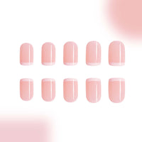 OunTechGlory French Tip False Nails Set - 24Pcs Short White Press on Nails with Glue - Glossy Full Cover Stick on Nails - DIY Nail Art Kit for Women