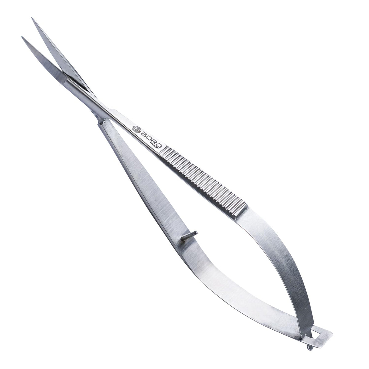BORO Trade Cuticle Scissors Extra Fine Curved Grooming Shears Professional Precise Pointed Tip for Eyebrow Eyelash Trim Nail and Dry Skin Grooming Scissor Beauty Scissors for Manicure Pedicure Women Men(Silver)