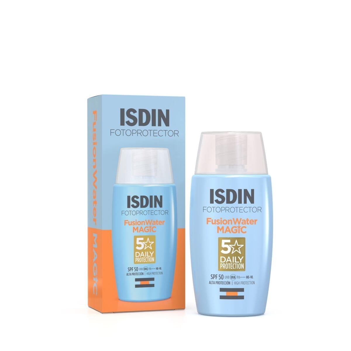 ISDIN Fusion Water Magic SPF50 50ml | Daily facial sun cream | Ultra-light texture (Pack of 1)