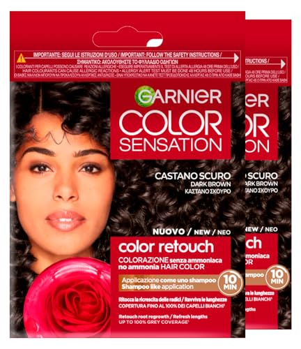 Garnier Color Sensation Color Retouch Permanent Hair Dye Ideal for Regrowth Covers White Hair Easy Application Light Brown Colour – Pack of 3 Colours