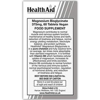 HealthAid Magnesium Bisglycinate Vegan Tablets, 60-Count