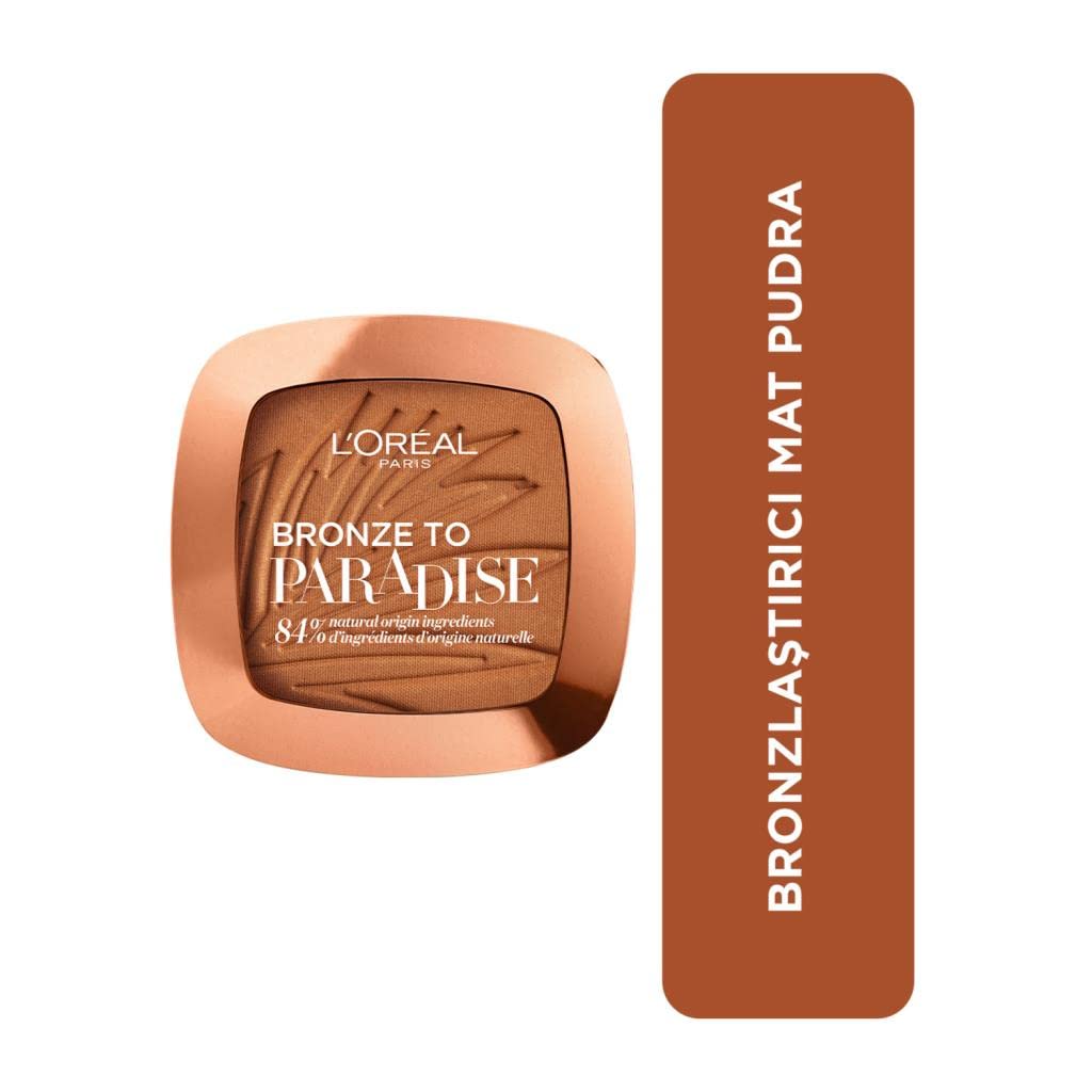 L'Oreal Paris L’Oreal Paris Bronzer, Super Buildable, Back To Bronze Matte Bronzing Pressed Powder, Shimmer Free, Medium, Compact Case, Tanned Look all Year, Matte Bronzing Formula
