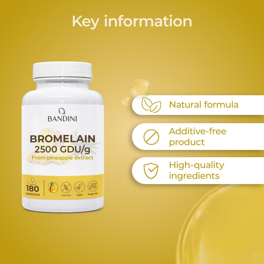 BANDINI Bandini® Bromelain 180 Capsules 1000mg | 2500GDU Pure Pineapple Extract
