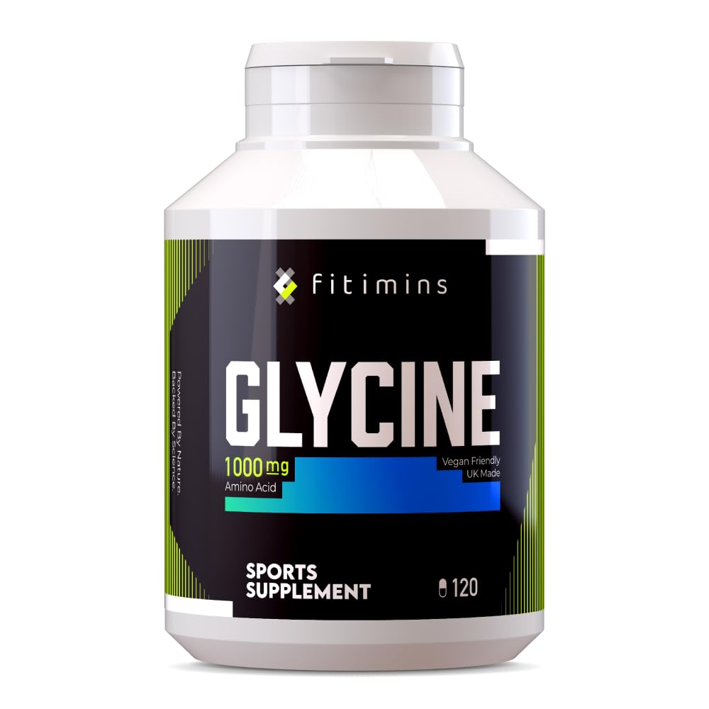 Glycine 1000mg Well-Being Supplements | Build More Muscle, Improve Exercise Performance, Support Brain Health | 2-Month Supply | 120 Vegan Capsules | Fitimins