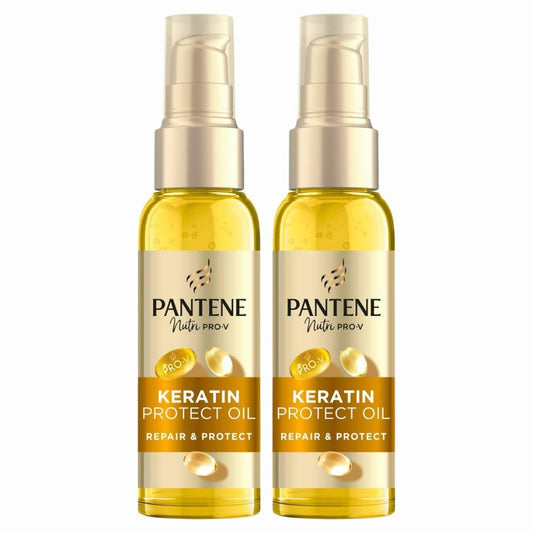 Pantene Pro-V Keratin Protect Oil 100ml x 2 - Nourishing Hair Oil for Smooth, Shiny & Frizz-Free Hair - Rich in Vitamin E – Heat Protection & Daily Damage Repair with Welari Thank You Card | (2 Pack)