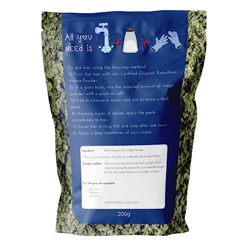 Clean Botanics 200g Organic Certified Indigo Powder 100% Pure Mendhi Hair Colour Triple Sifted Black Hair Dye