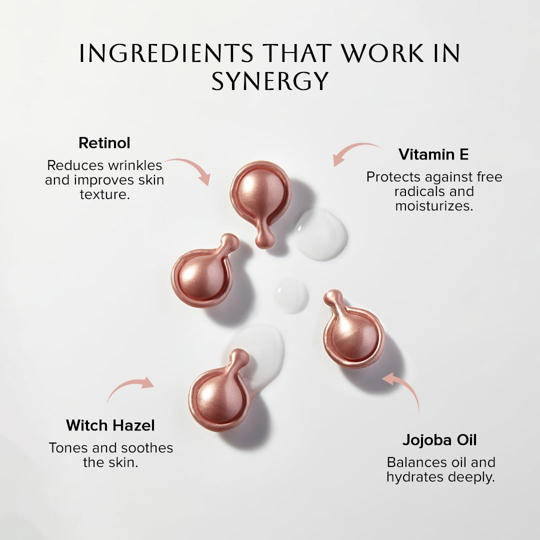 BeYou Skin Labs Retinol Serum Capsules with Vitamin E, Jojoba Oil & Witch Hazel | Advanced Anti-Ageing Therapy for Radiant & Revitalised Skin | Energise & Nourish Skin | 30 Vegan Capsules