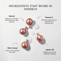 BeYou Skin Labs Retinol Serum Capsules with Vitamin E, Jojoba Oil & Witch Hazel | Advanced Anti-Ageing Therapy for Radiant & Revitalised Skin | Energise & Nourish Skin | 30 Vegan Capsules