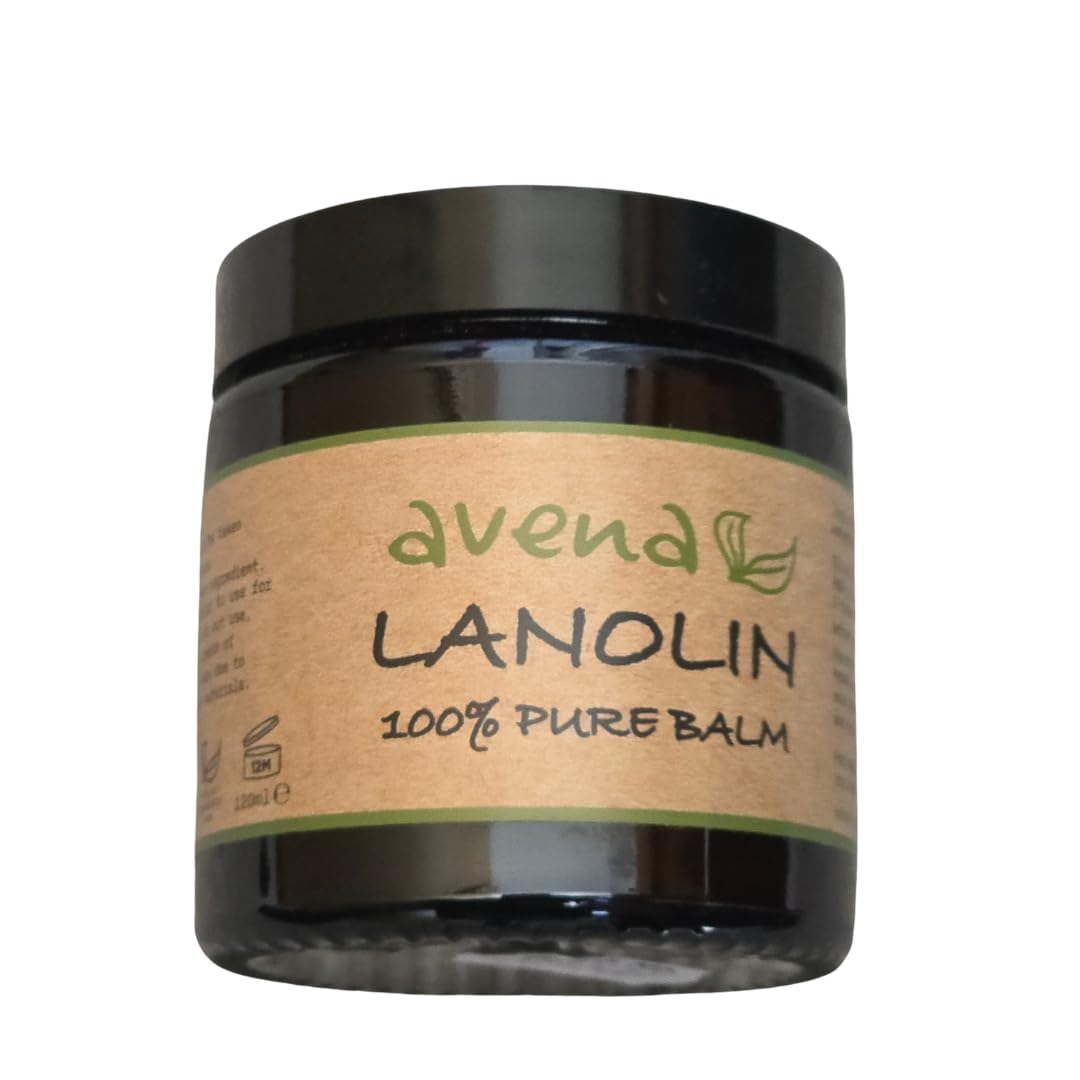 Avena Herbal Products Ultra-Pure Lanolin Cream Balm – Pharmaceutical Grade | Natural Moisturiser for Dry Cracked Lips, Hands, Heels, Nipples & Skin | Refined Anhydrous Lanolin UK Made (60ml)