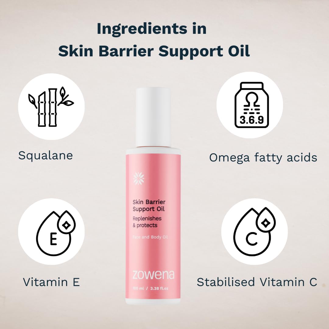 Zowena Skin Barrier Support Oil (60ml) - Oil for Pregnancy Stretch Marks, Natural Origin, with Vitamin E & Vitamin C